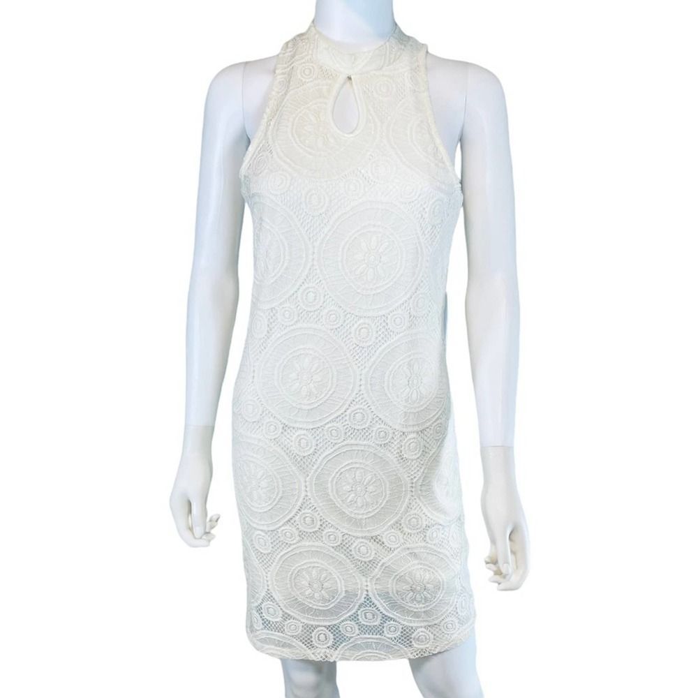 Love Fire Ivory Embroidered Mini Dress Medium